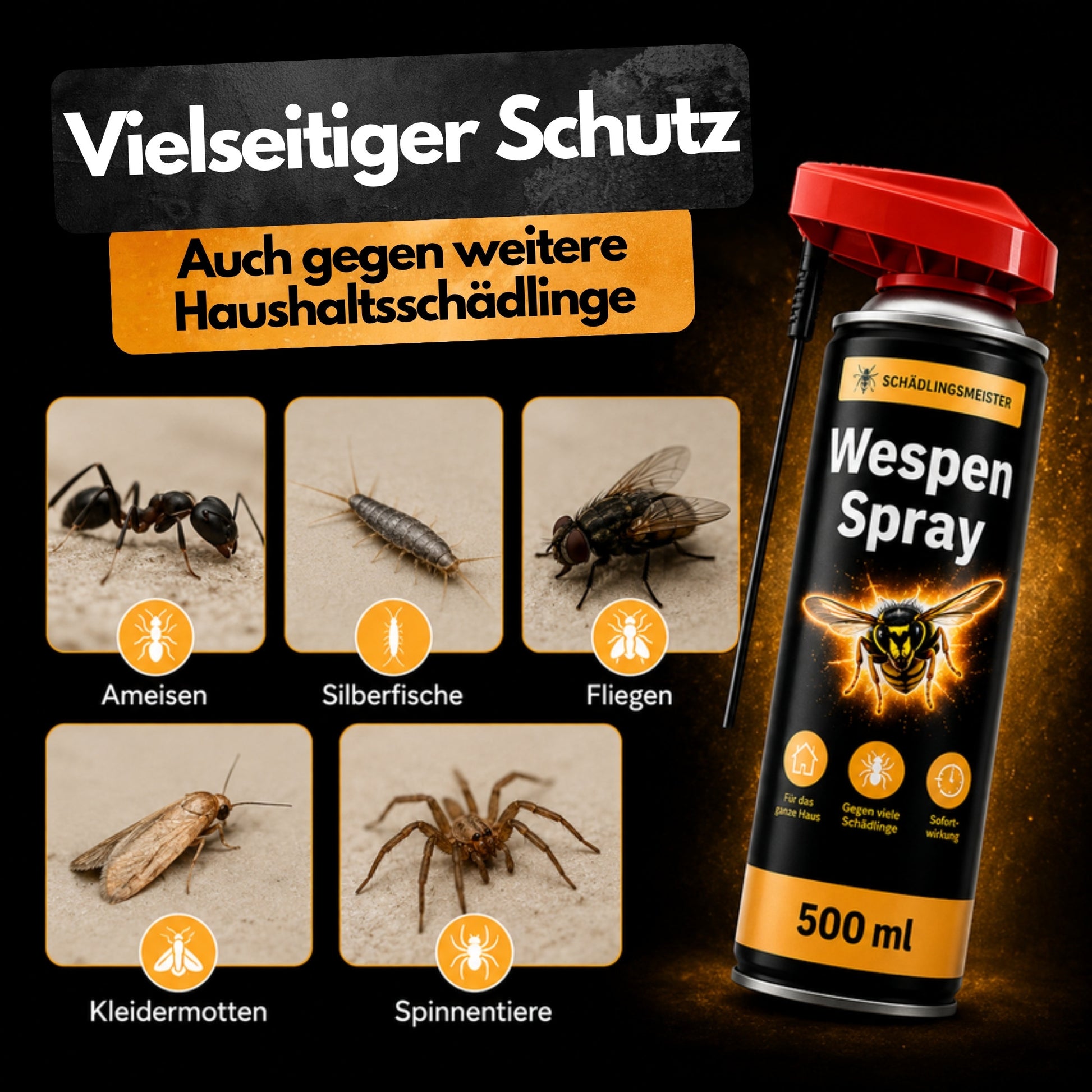 Wespen Spray – vielseitiger Schutz auch gegen Ameisen, Silberfische, Fliegen, Kleidermotten und Spinnentiere