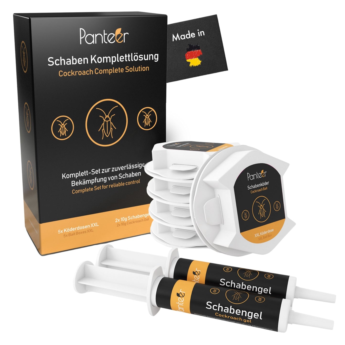 Schaben Komplettlösung - 2 x 10g Schabengel und 5 Schabenfallen (AMP 9 RB)