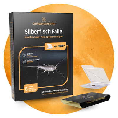 Silberfisch Falle - 6 Stück - Inkl. Köder - Zwei Fallen System - Monitoringfalle - 6 Stück