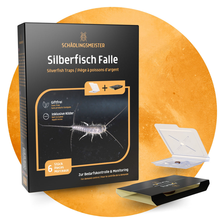 Silberfisch Falle - 6 Stück - Inkl. Köder - Zwei Fallen System - Monitoringfalle - 6 Stück