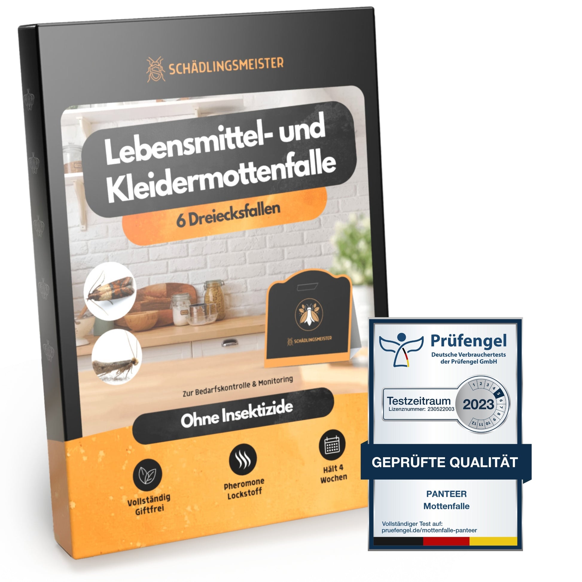Mottenfalle - 6 Stück - Mottenschutz gegen 2 Mottenarten - Zum Monitoring