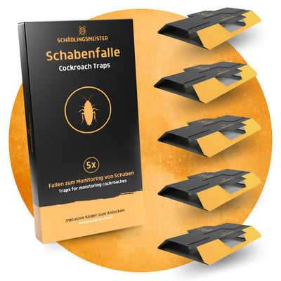 Schabenfalle - 5 Stück - inkl. Köder - Kakerlaken bekämpfen - Zum Monitoring - 5 Stück