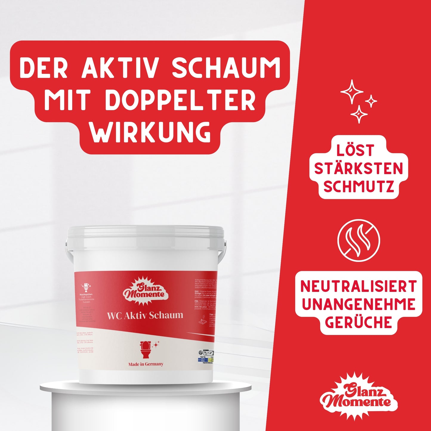 WC Schaumreiniger - Gegen Flecken Kalk Gerüche mit Zitrusduft