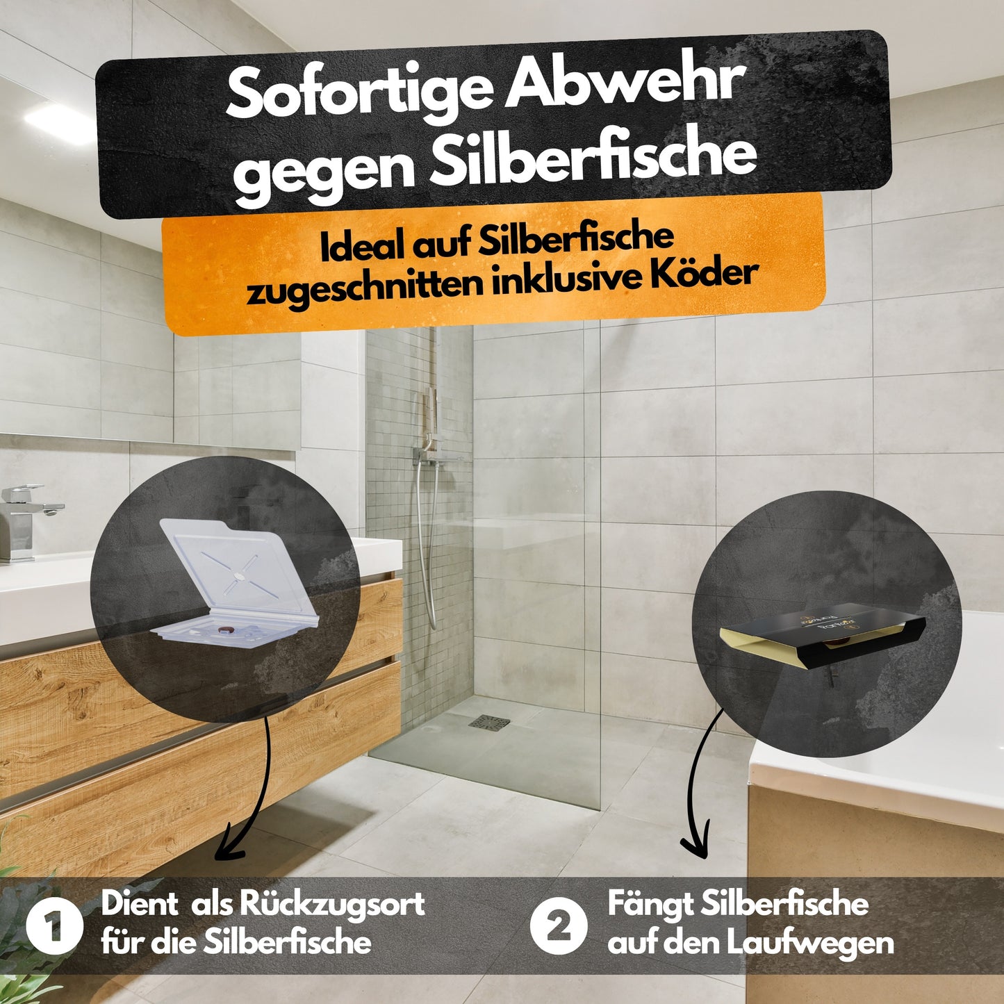 Silberfisch Falle - 6 Stück - Inkl. Köder - Zwei Fallen System - Monitoringfalle - 6 Stück