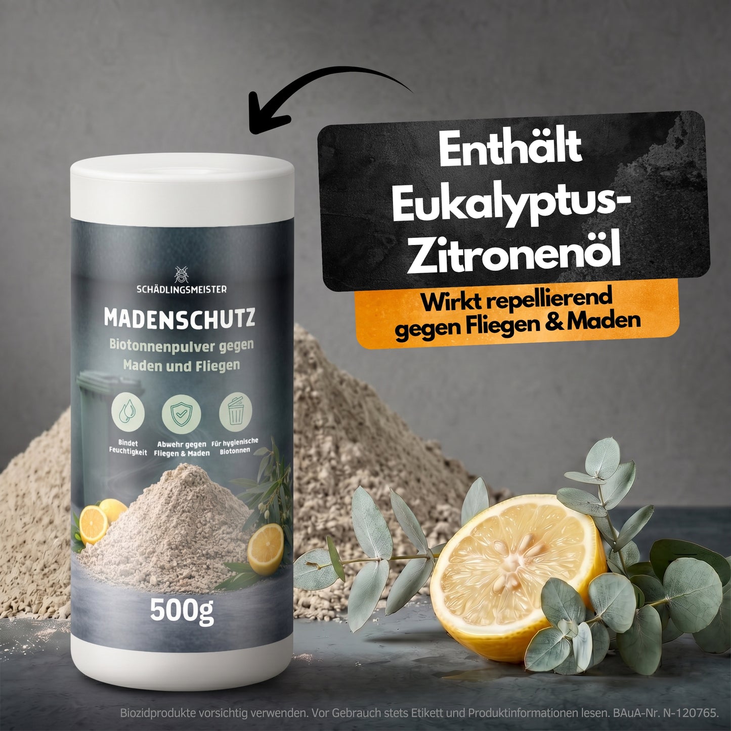 Madenschutz Biotonnenpulver – 500 g – Gegen Maden, Fliegen & Geruch – PT19 Repellent
