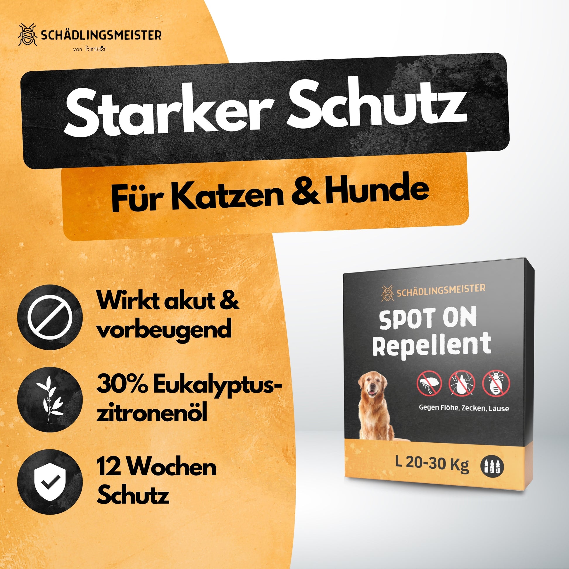 Spot On Repellent - 3 Tuben - Gegen Flöhe Zecken Läuse - Für Katzen und Hunde