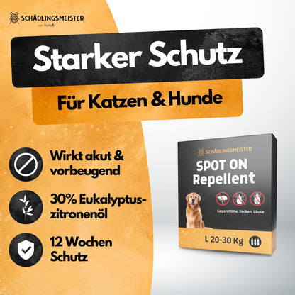Spot On Repellent - 3 Tuben - Gegen Flöhe Zecken Läuse - Für Katzen und Hunde