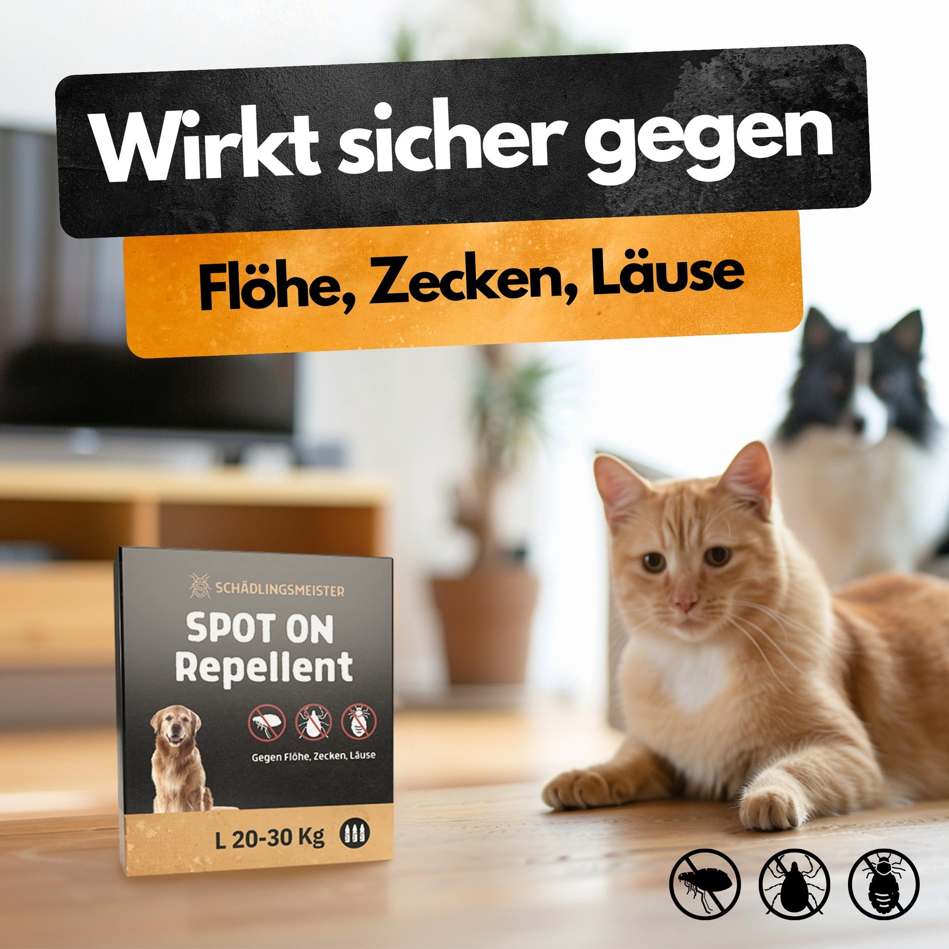 Spot On Repellent - 3 Tuben - Gegen Flöhe Zecken Läuse - Für Katzen und Hunde