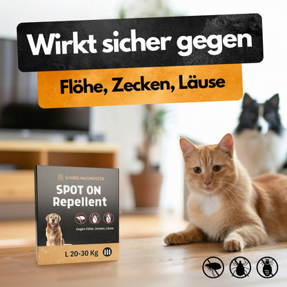 Spot On Repellent - 3 Tuben - Gegen Flöhe Zecken Läuse - Für Katzen und Hunde