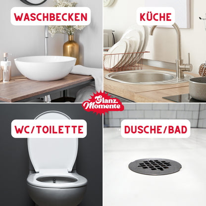 Rohrreiniger 1000ml – POWER FORMEL – Rohrfrei Extra Stark – Gegen Haare und Rohrschlamm