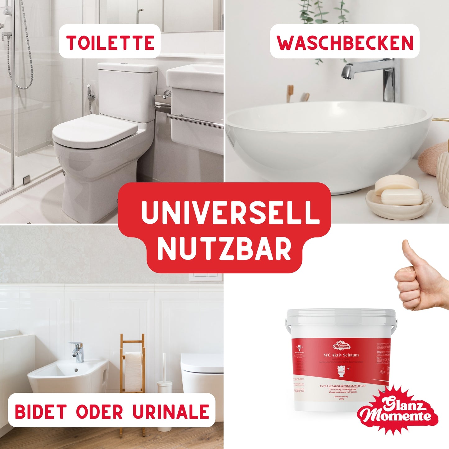 WC Schaumreiniger - Gegen Flecken Kalk Gerüche mit Zitrusduft