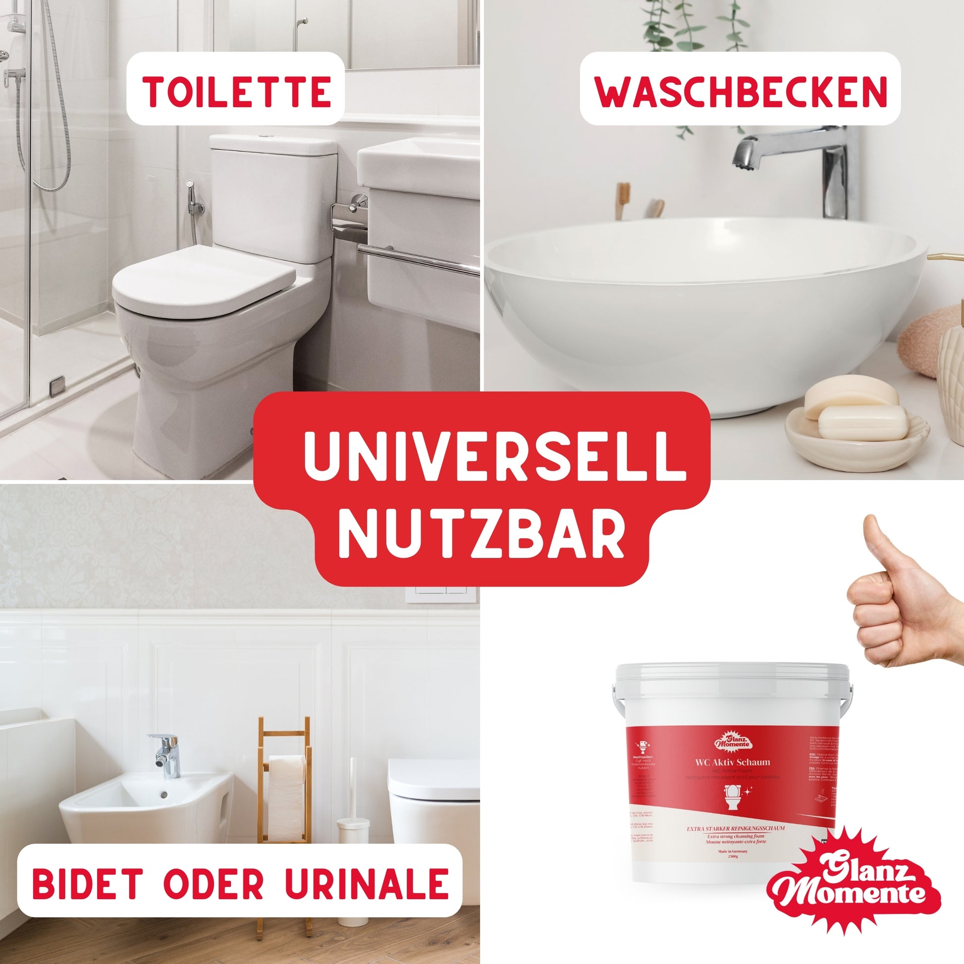 WC Schaumreiniger - Gegen Flecken Kalk Gerüche mit Zitrusduft