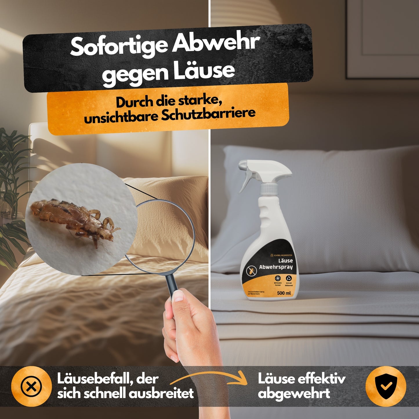 Läuse Abwehrspray - 500 ml - Repellent - Mit Eukalyptus