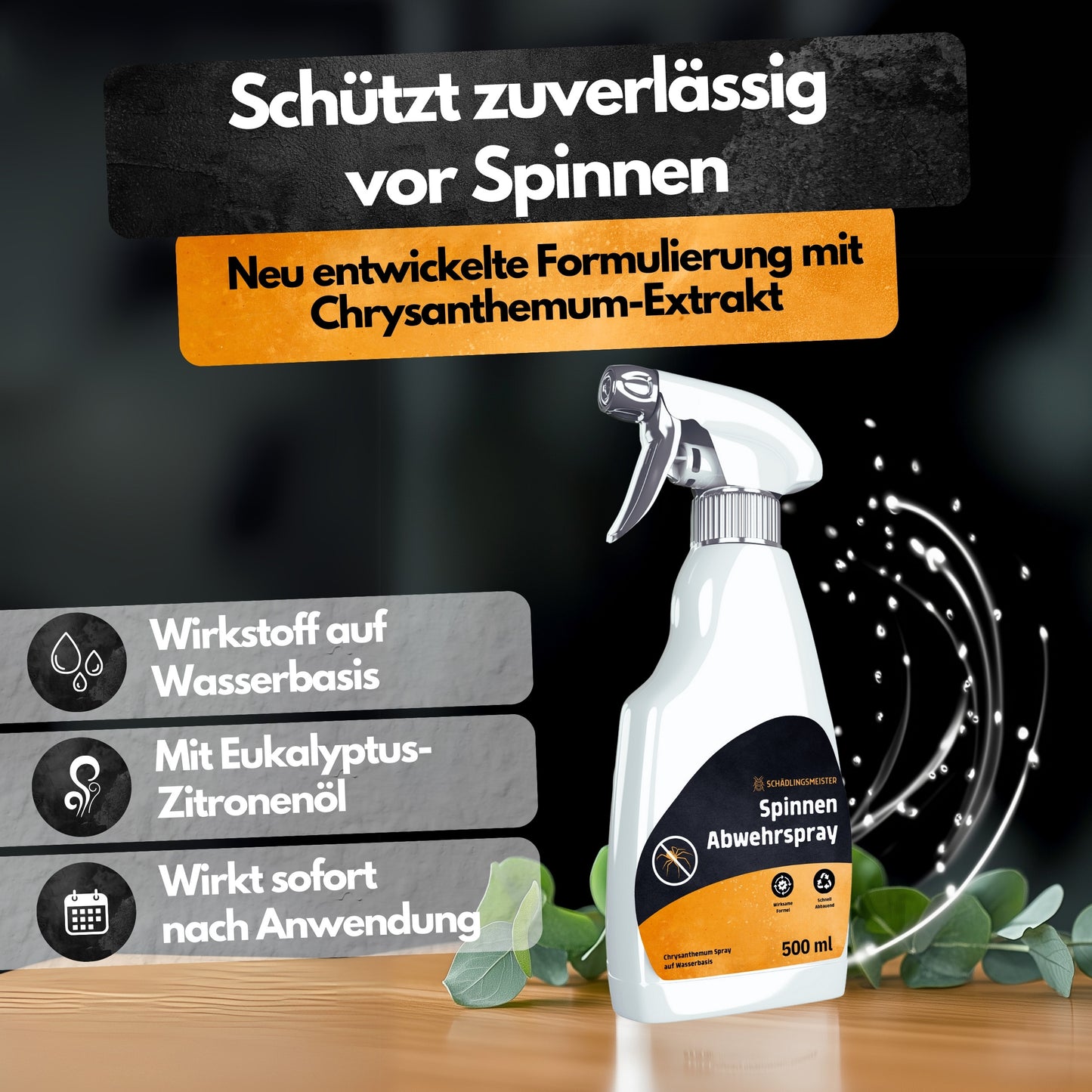 Spinnen Abwehrspray - 500 ml - Repellent - Mit Eukalyptus