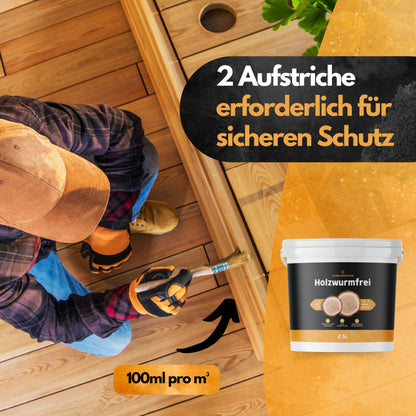 Holzwurmfrei - 2500ml - Holzschutzmittel - Biozidfrei - Produktion & Tests Made in Germany