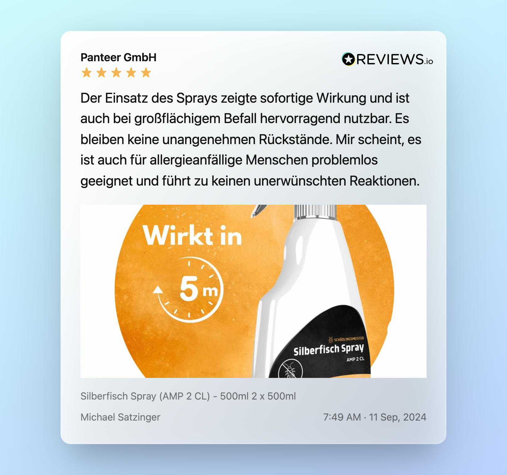 Kundenmeinung Silberfisch Spray